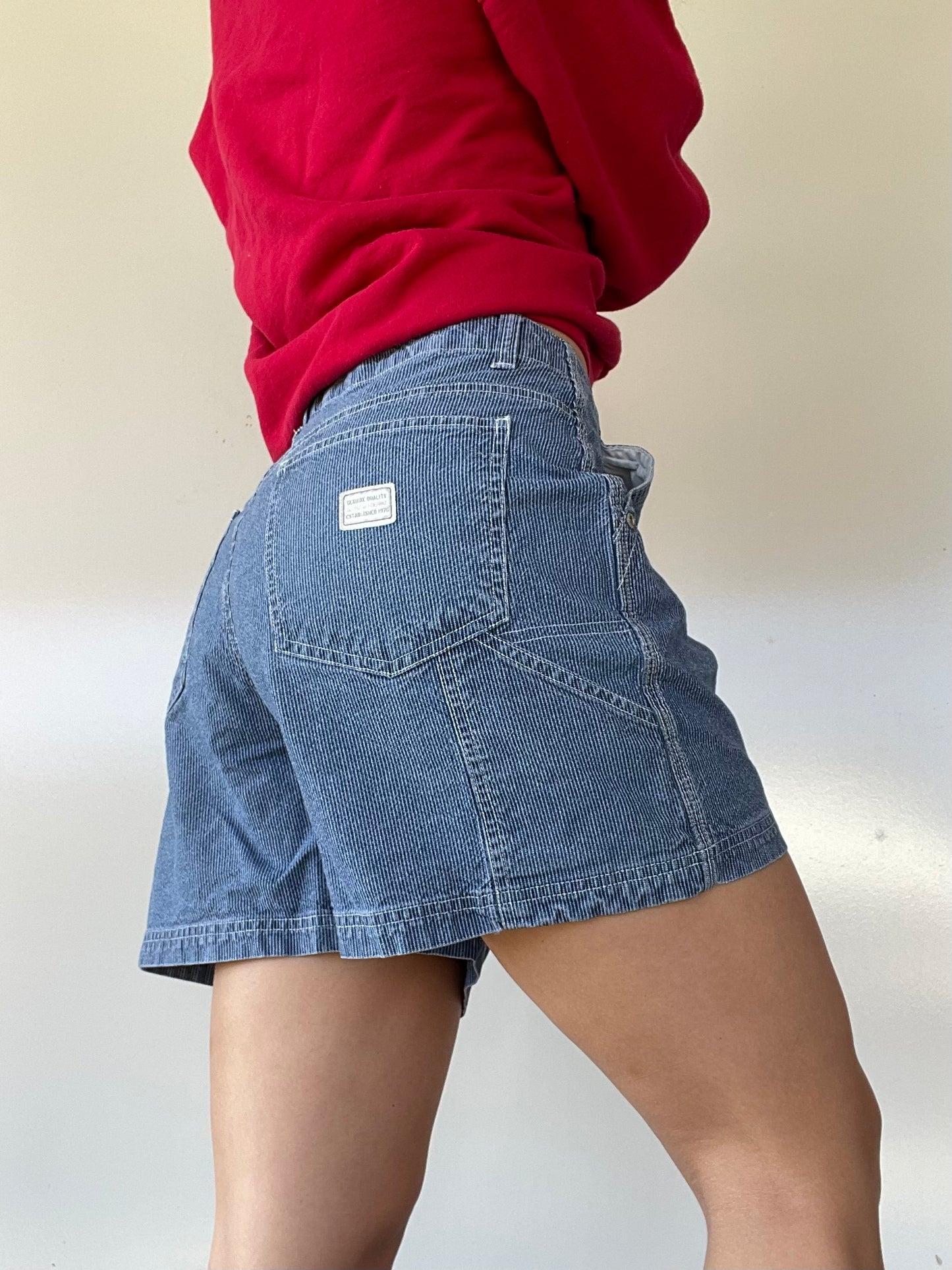 Vintage Striped Jean Cargo Shorts