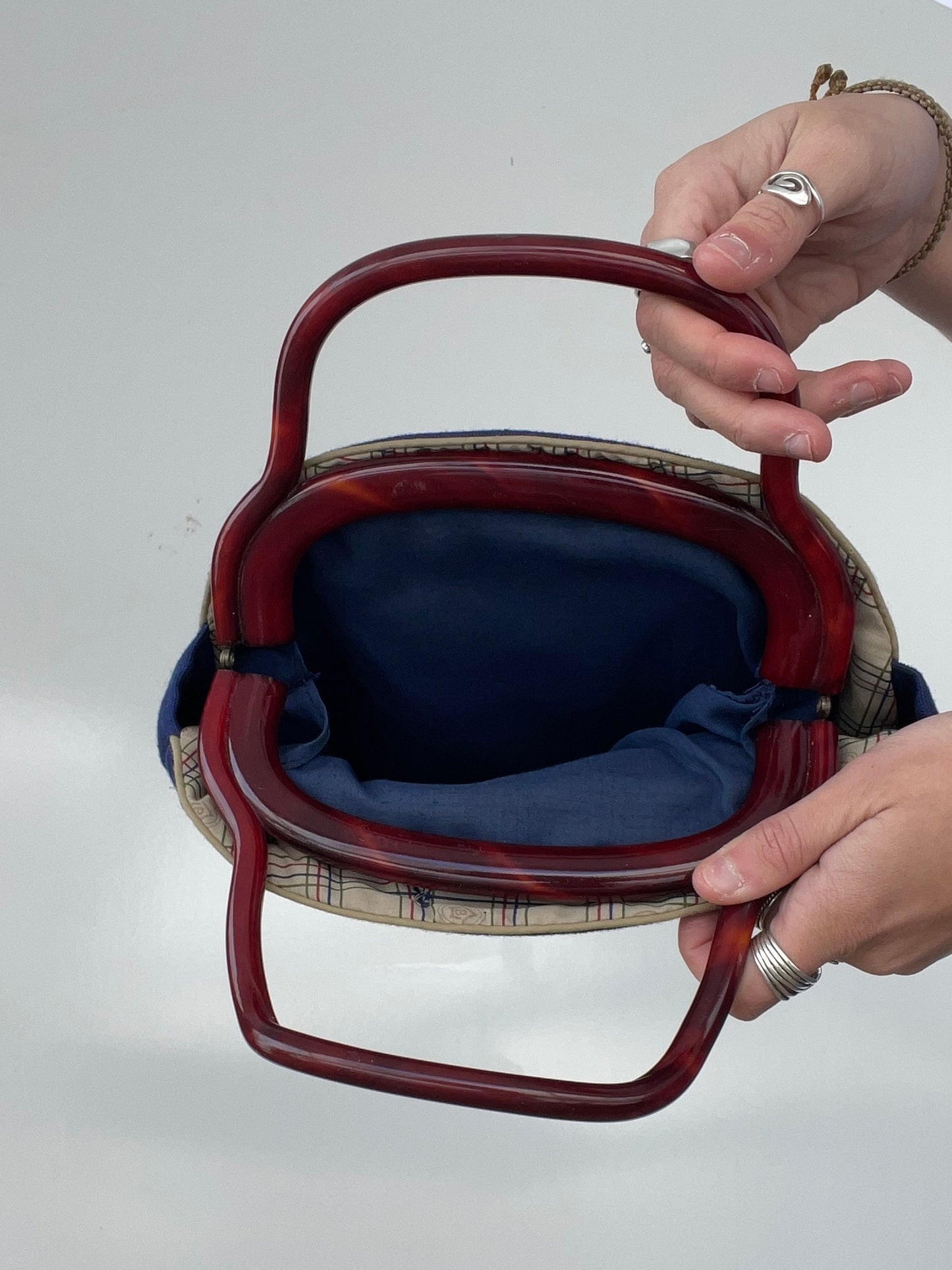 Vintage Navy Blue Duck Clutch
