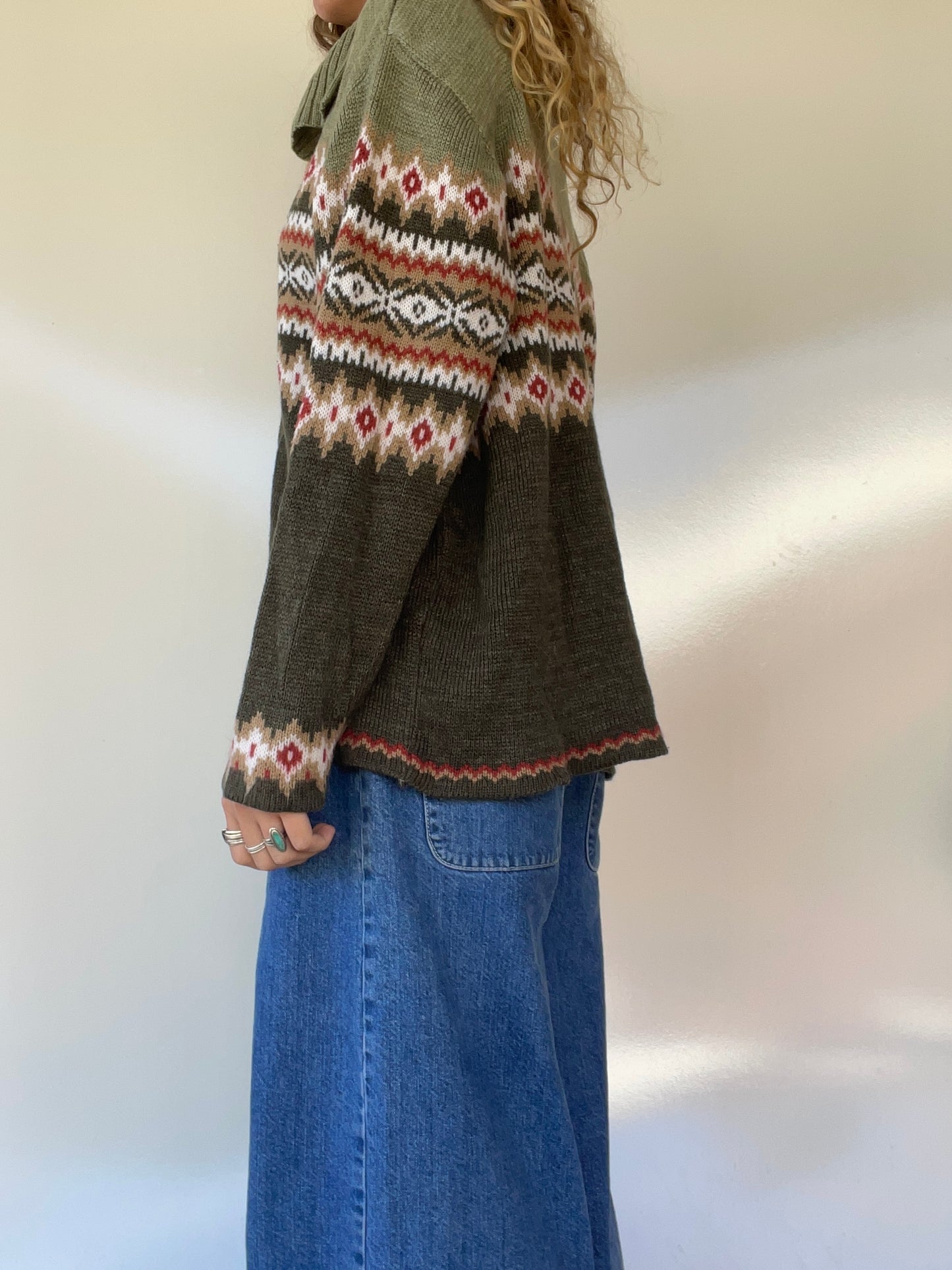 Vintage Patterned Knit Sweater