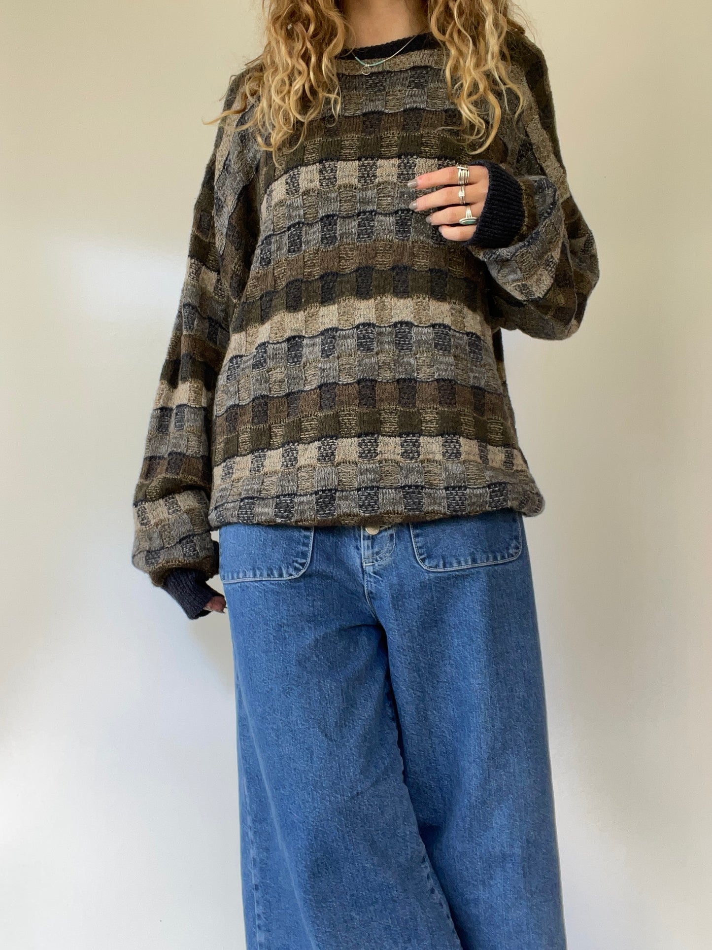 90s Checkered Sweater
