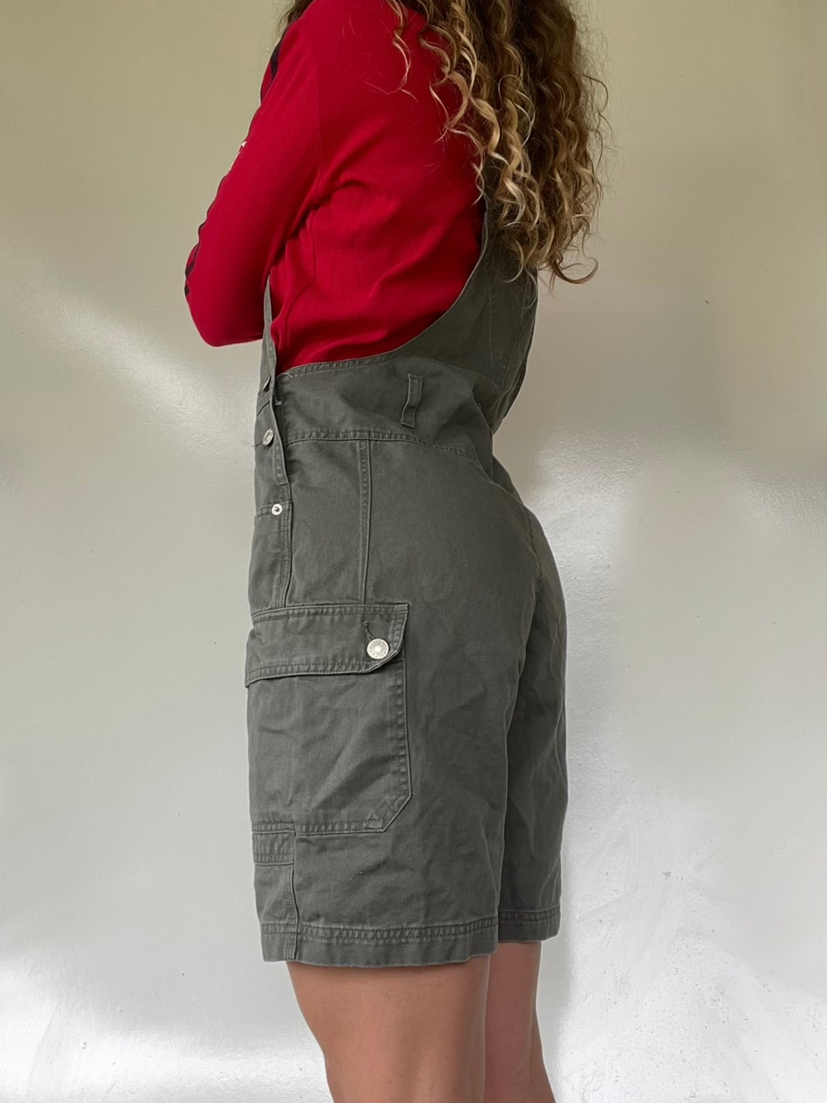 90s Olive Green Cargo Overalls