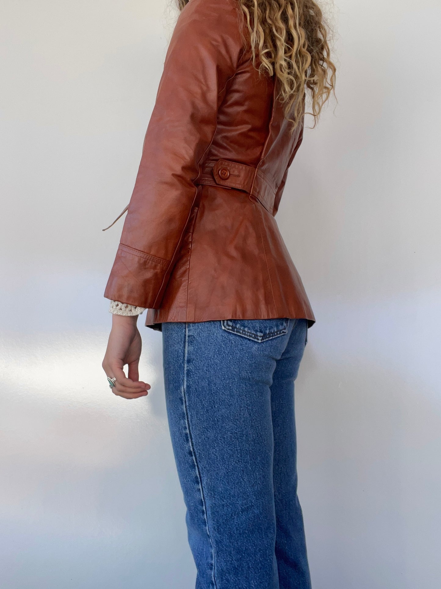 80s Vintage Brown/Orange Genuine Leather Jacket