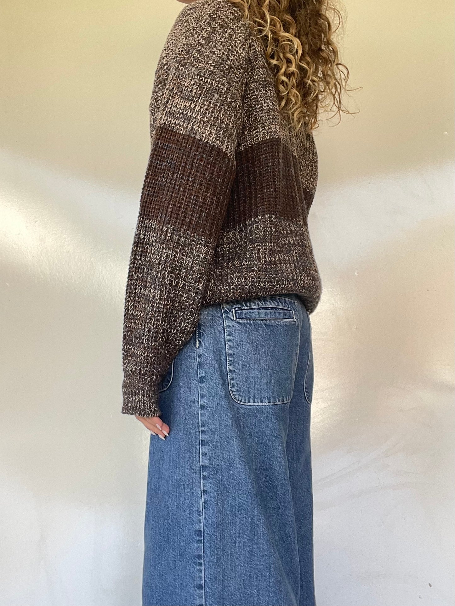 90s Chunky Knit Brown Striped Sweater