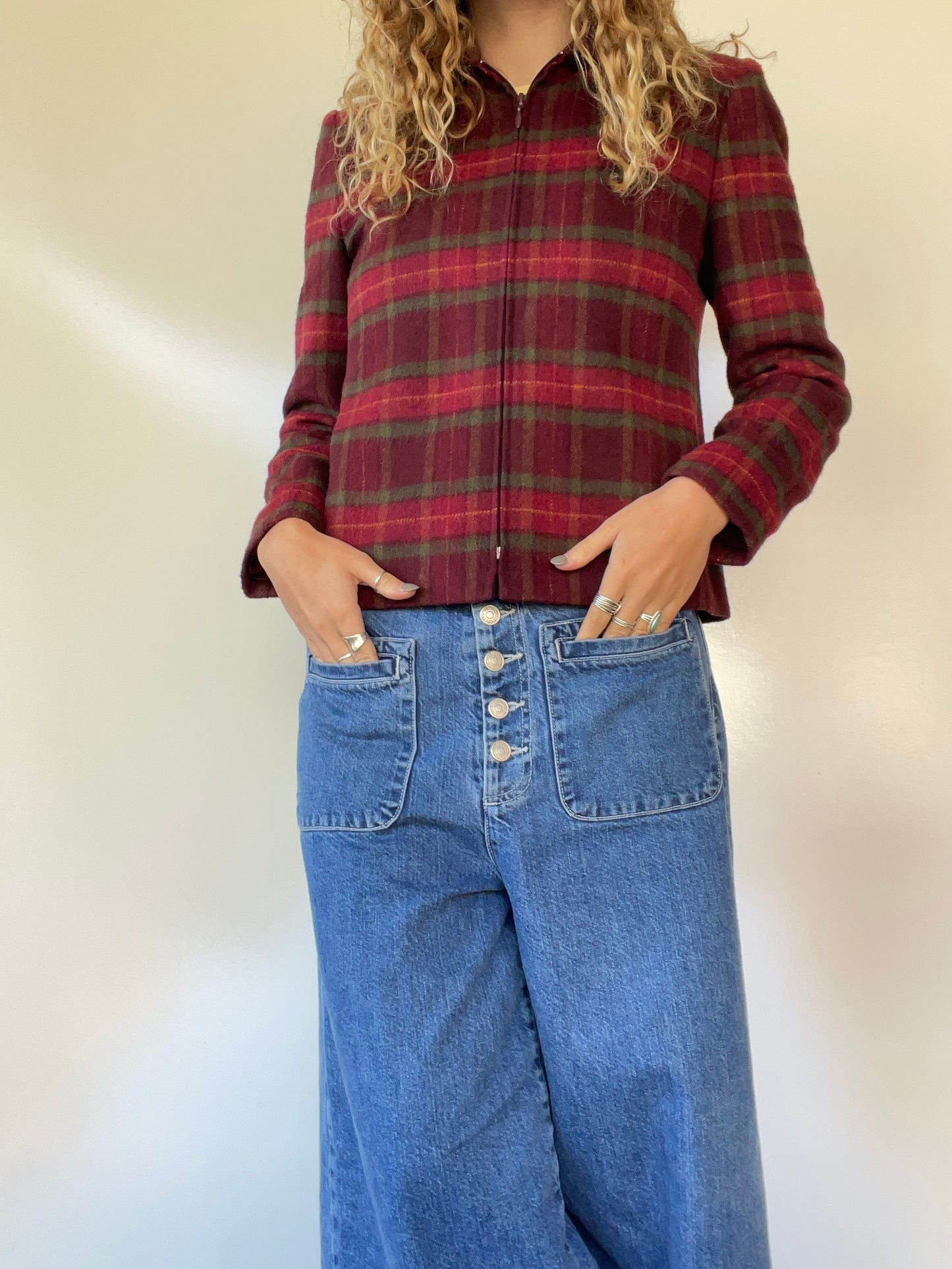 Vintage Plaid Zip Up Jacket