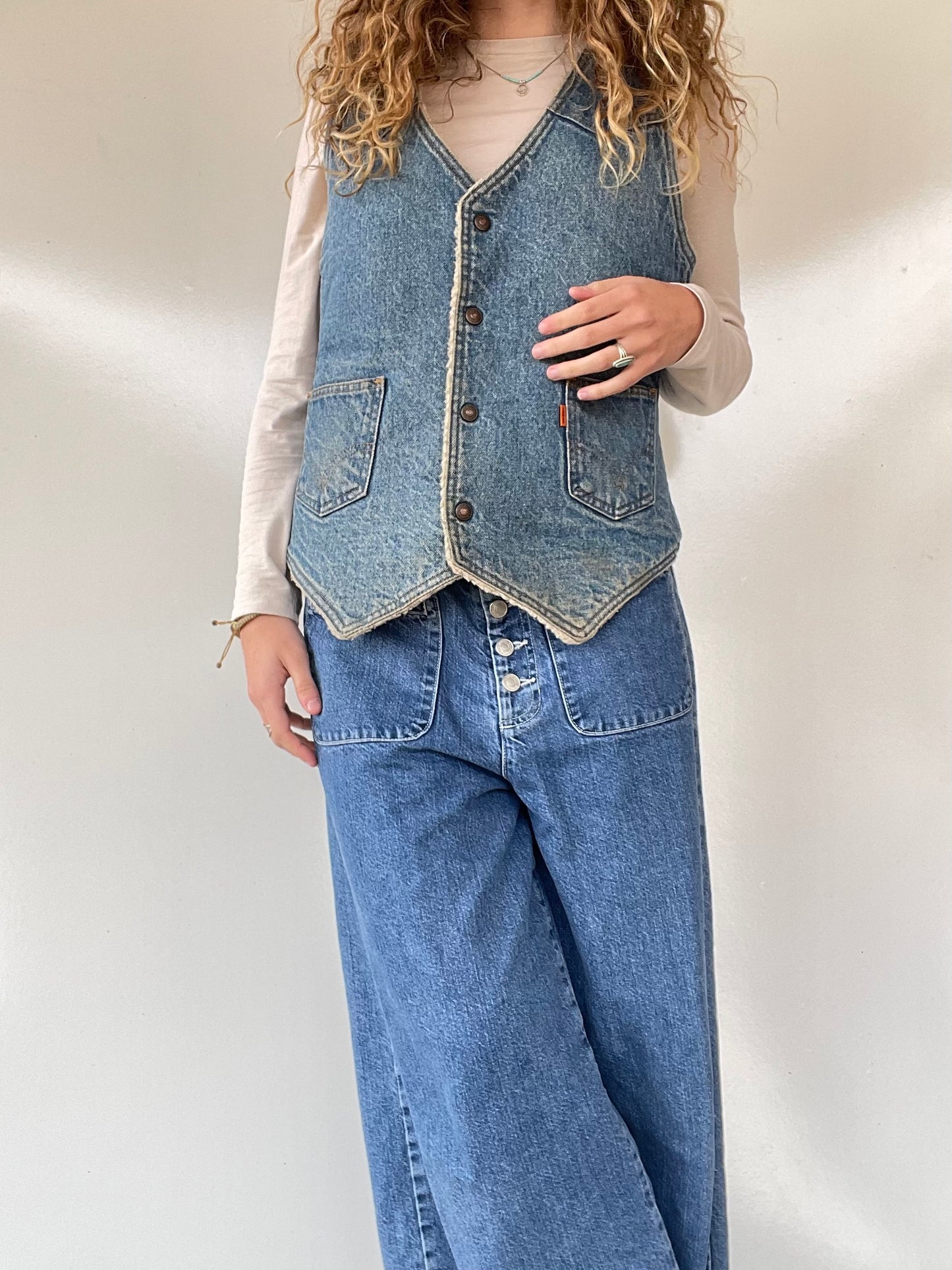 70s Vintage Levi’s Sherpa Lined Denim Vest
