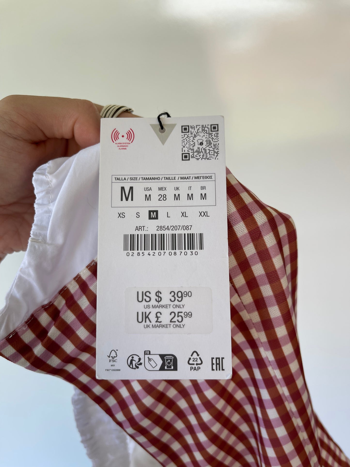 Zara Gingham Corset Style Top