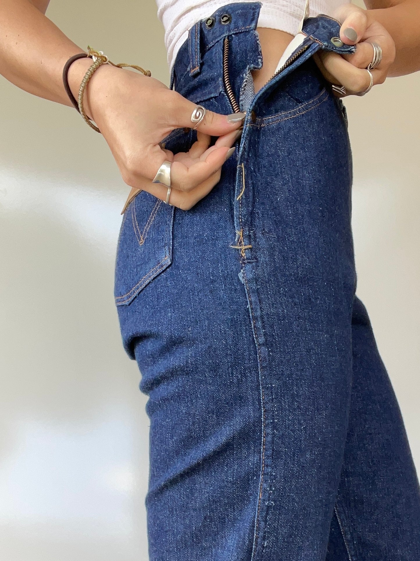 1950s Vintage Wrangler Blue Bell Side Zip Denim Jeans
