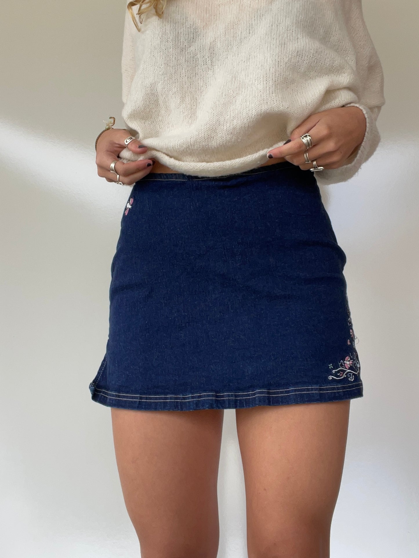 00s No Boundaries Embroidered Jean Skort