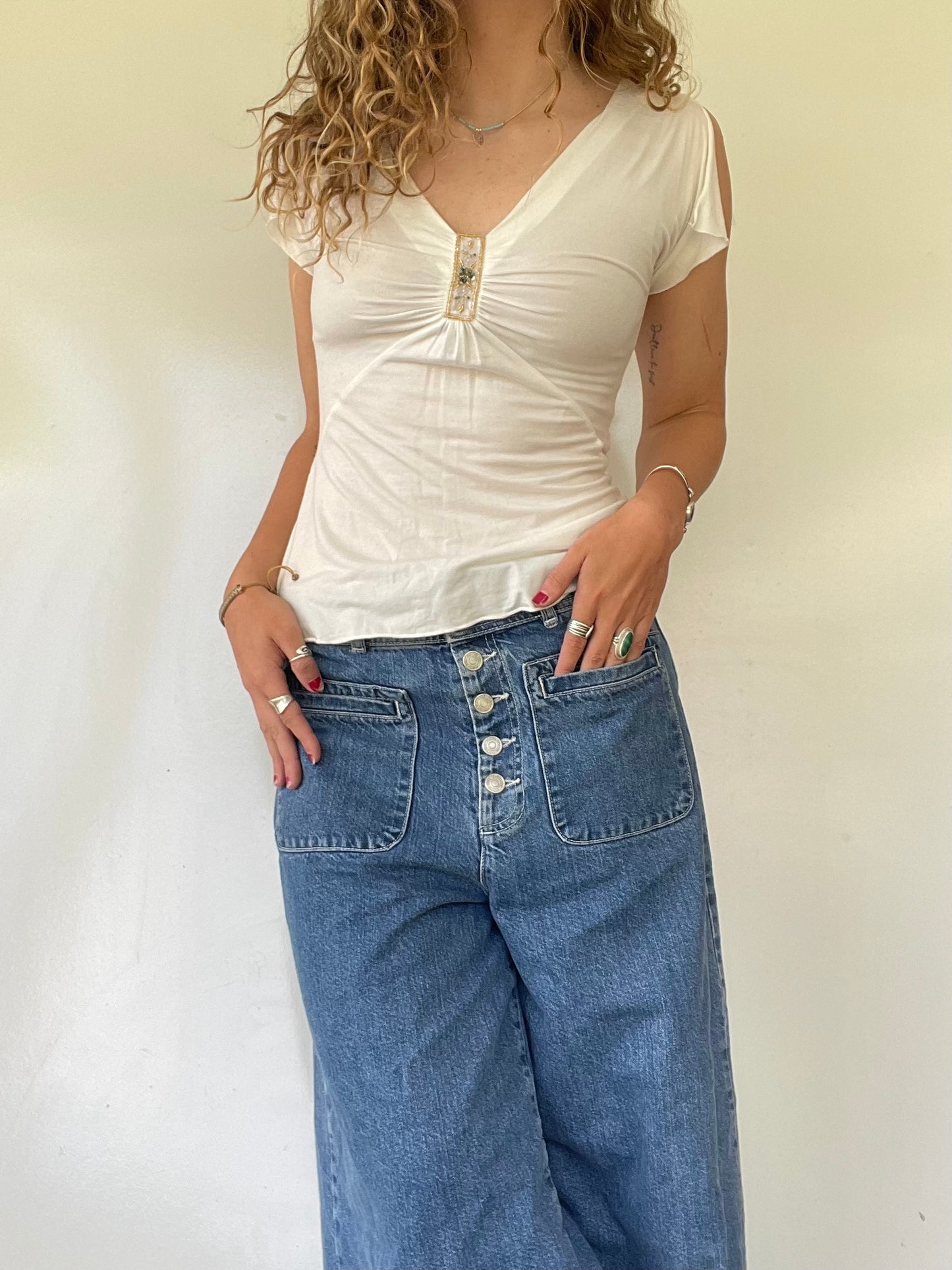 00s Express Top With Beaded Center Piece