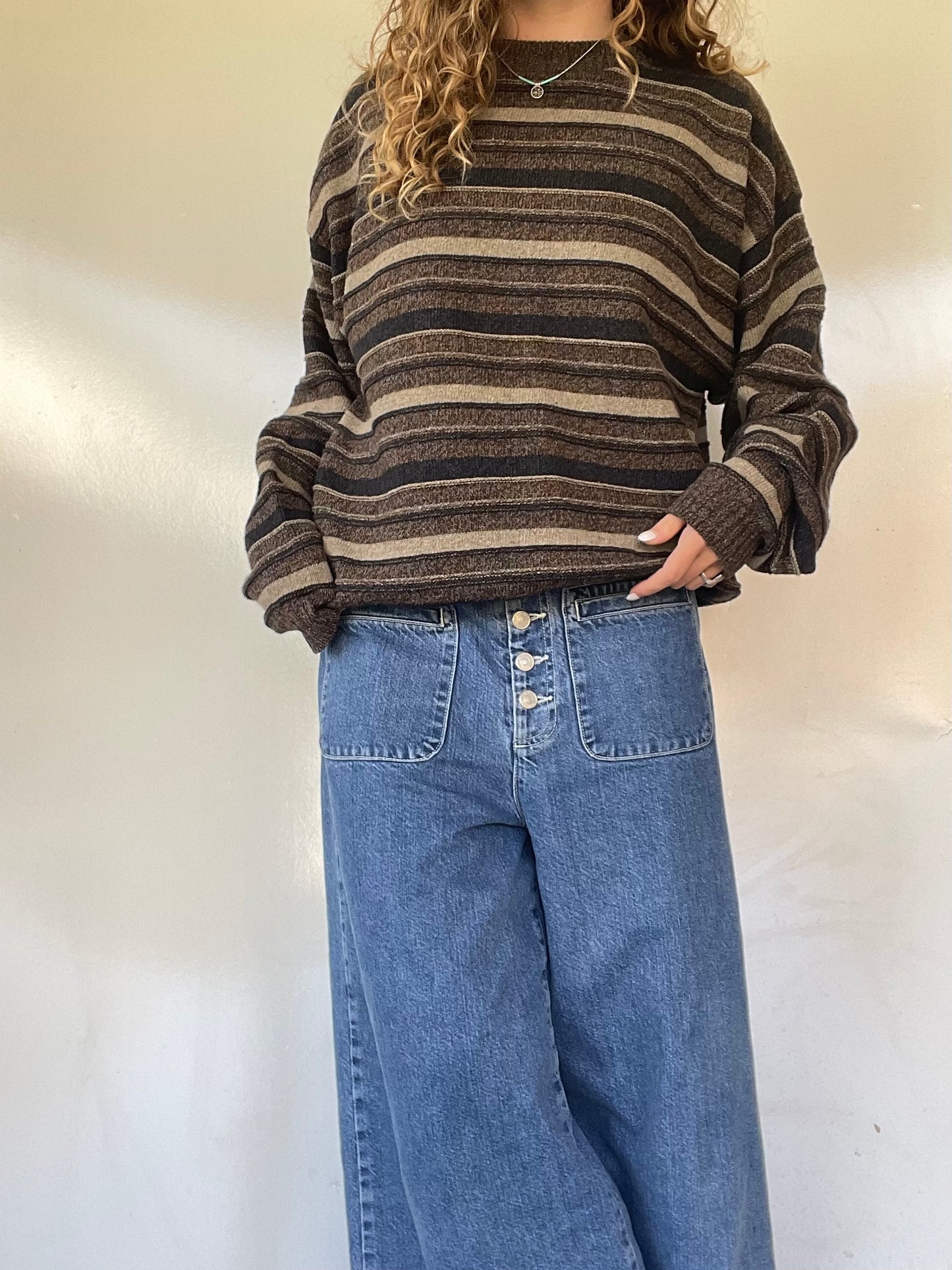90s Brown Striped Sweater