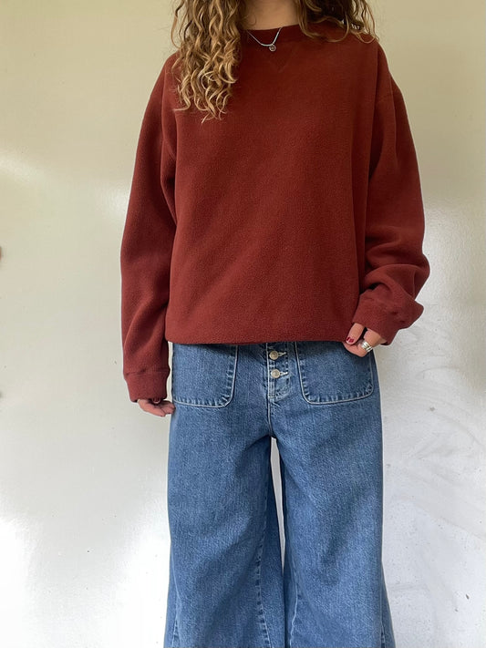 90s Cabela’s Burnt Orange Fleece Pullover Sweatshirt