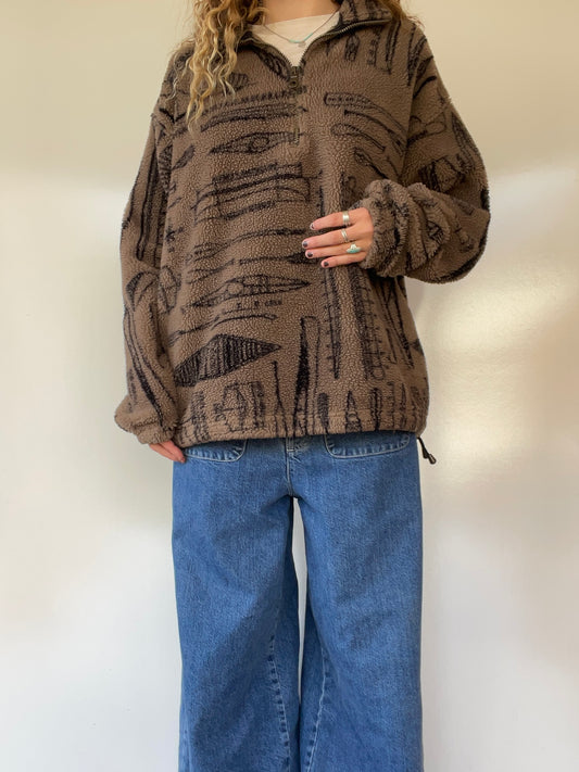 90s Vintage Graphic Fleece Quarter Zip