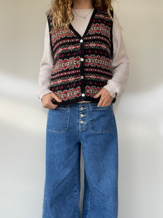 Vintage Patterned Sweater Vest