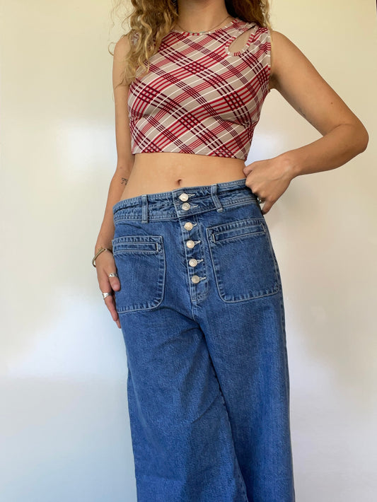 Vintage Plaid/Checkered Crop Top
