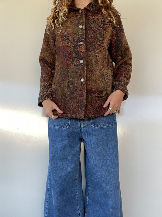 Vintage Tapestry Button Up Jacket