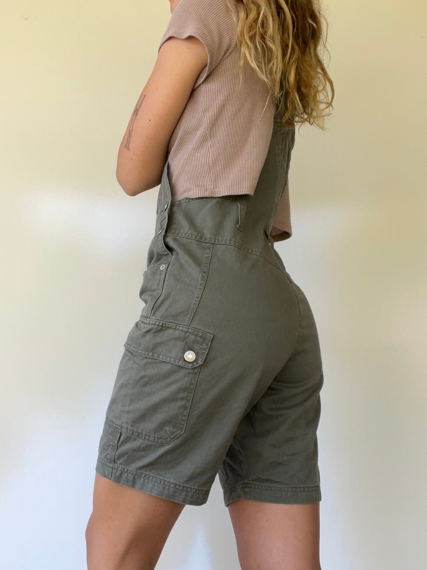 90s Olive Green Revolt Cargo Overalls