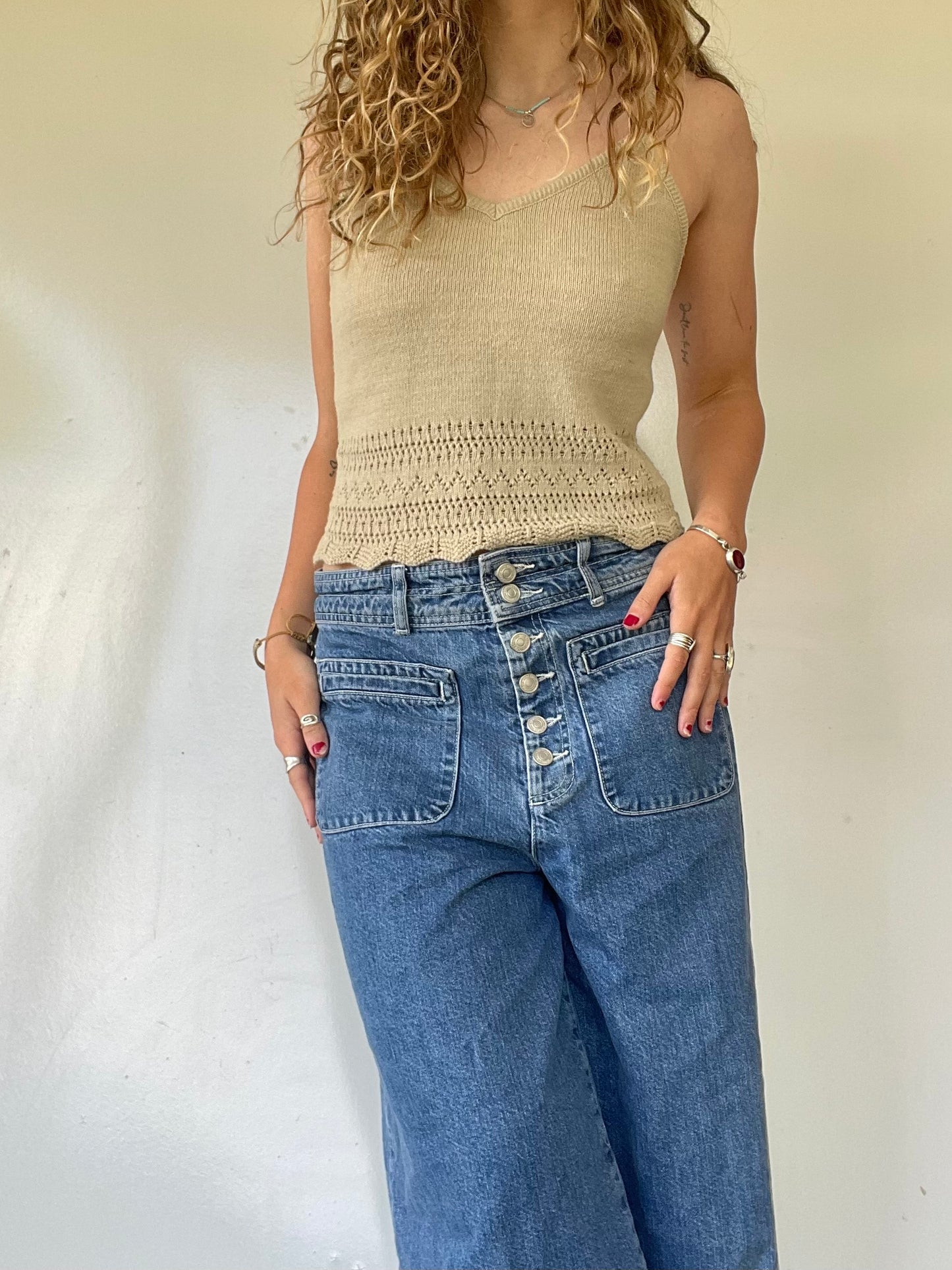 90s Tan/Cream Sweater Knit Tank Top