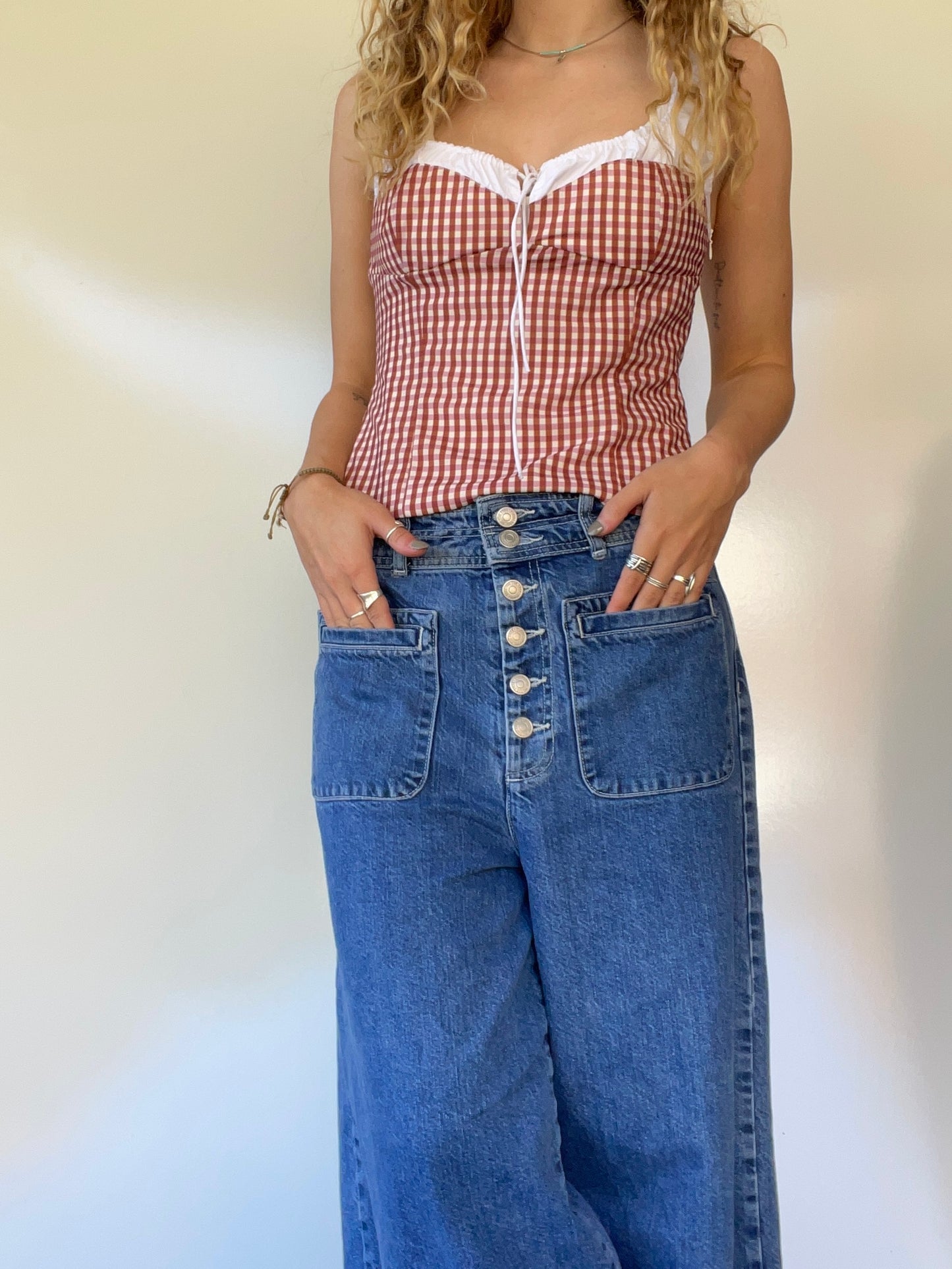 Zara Gingham Corset Style Top