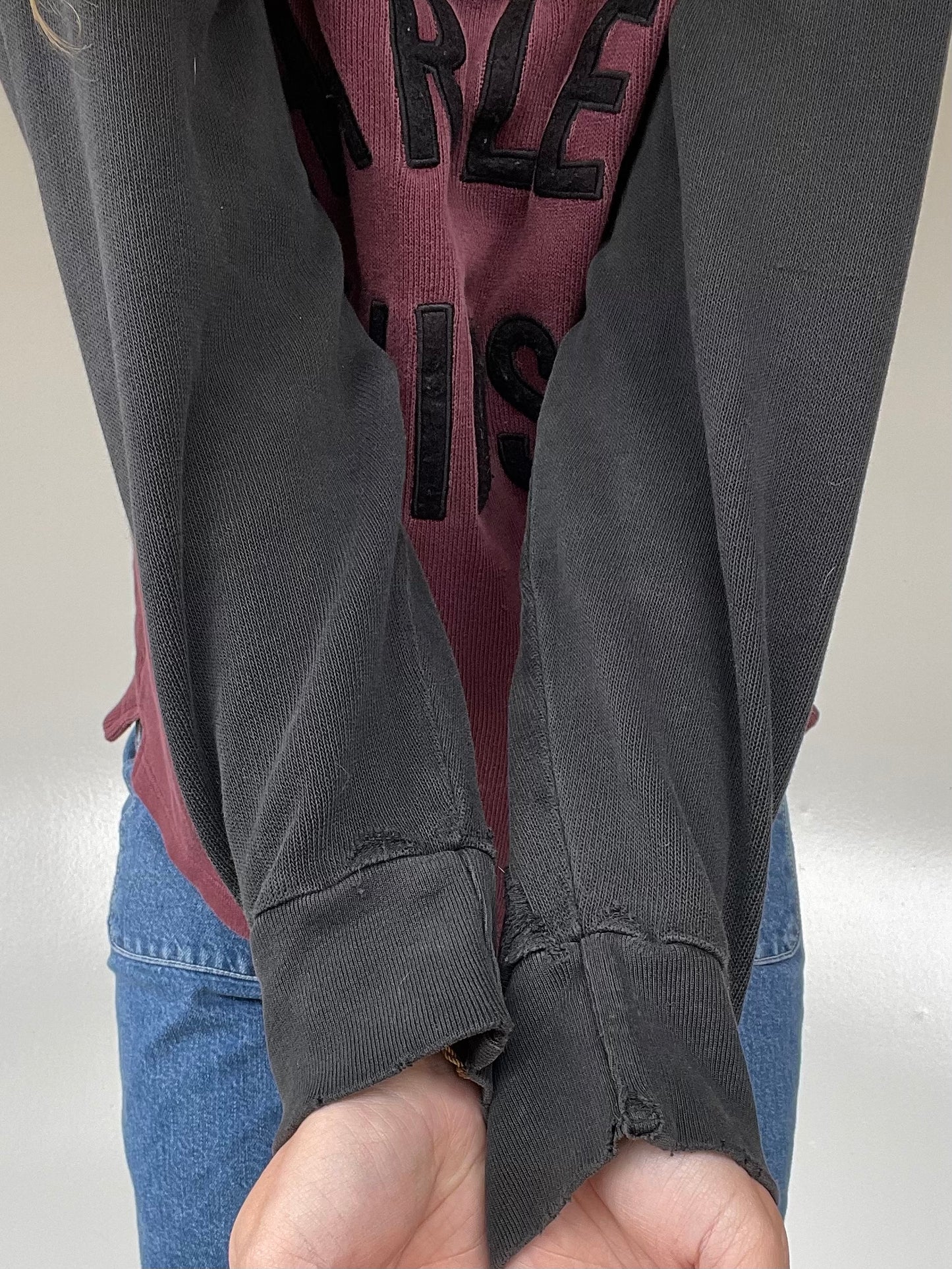 00s Distressed Harley Davidson Quarter Zip Pullover
