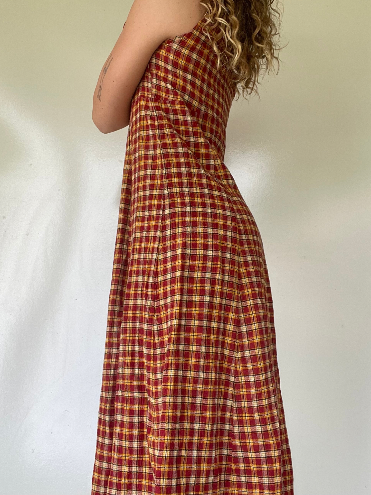 LL Bean Plaid Button Up Dress
