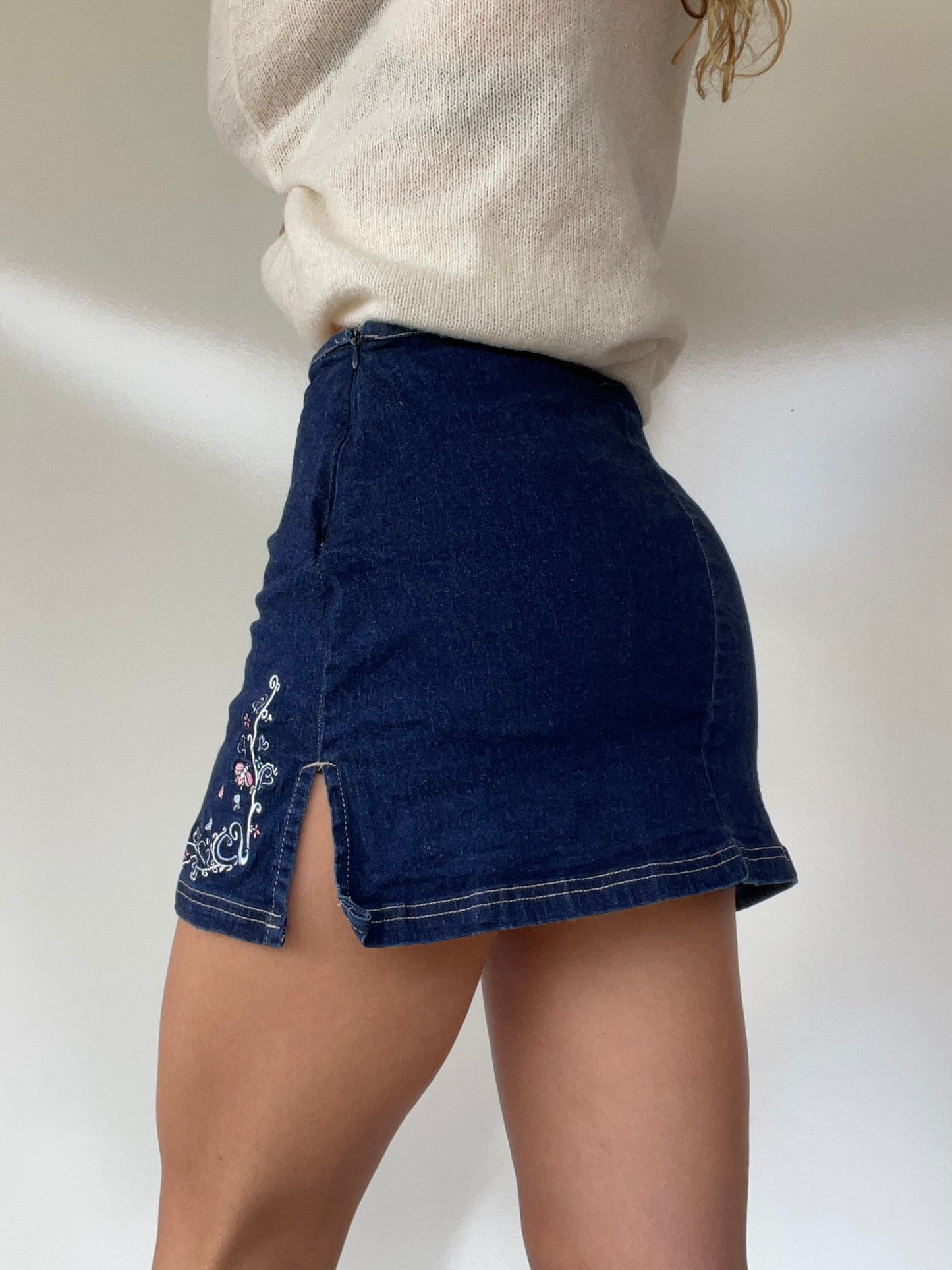 00s No Boundaries Embroidered Jean Skort