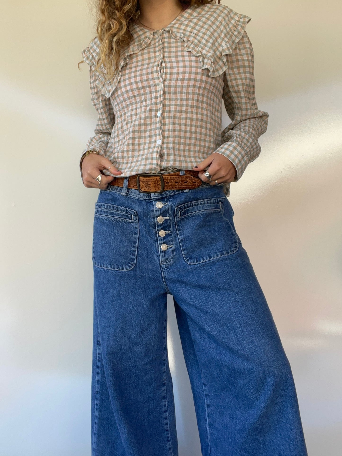 Checkered Collared Blouse