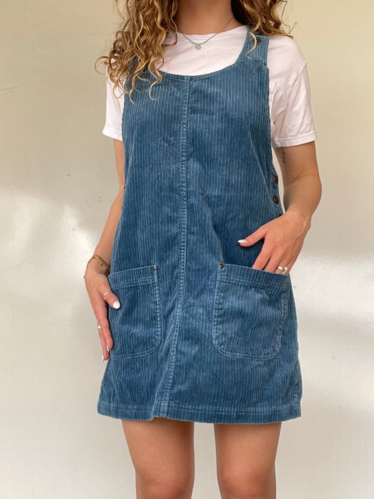 90s Blue Corduroy Dress