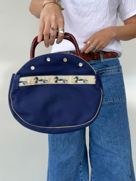 Vintage Navy Blue Duck Clutch