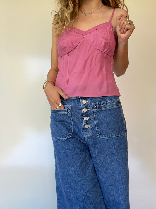 Vintage Route 66 Silk Pink Tank Top