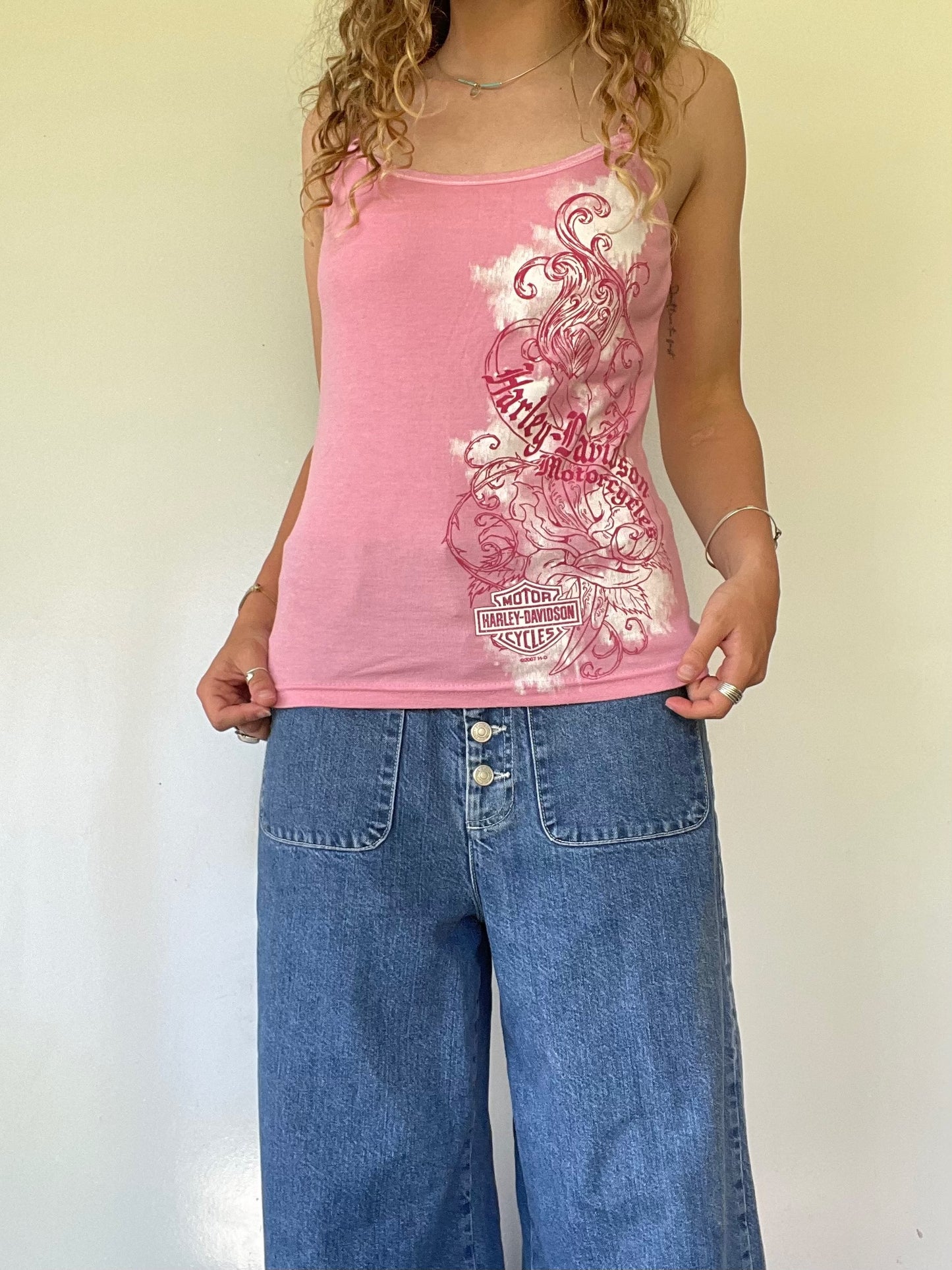2007 Pink Harley Davidson Tank Top