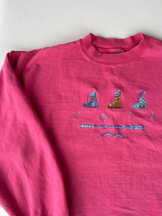 Vintage Vail Colorado Embroidered Pink Pullover Sweatshirt