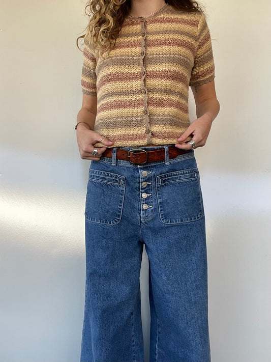 Vintage Sweater Button Up Top