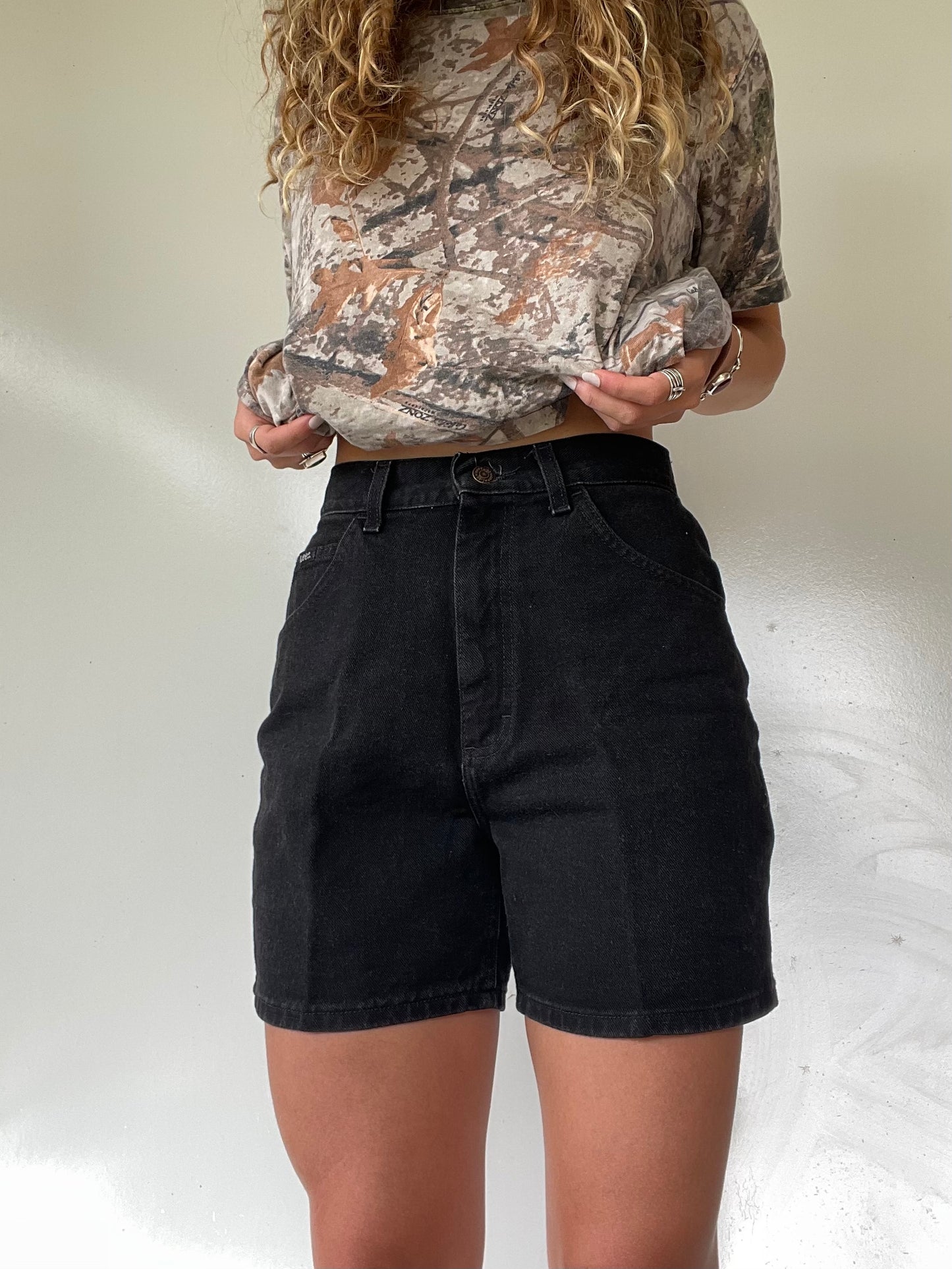 90s Black Denim Shorts