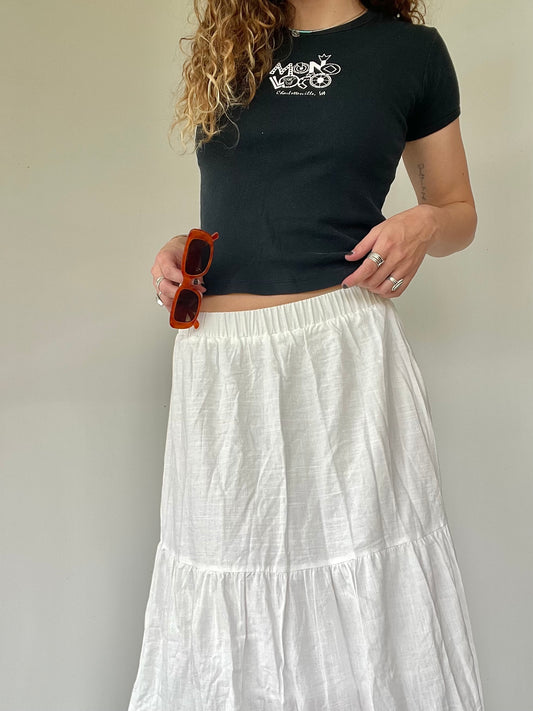 White Flowy Maxi Skirt