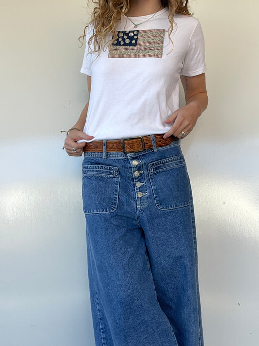 90s Embroidered American Flag T-Shirt