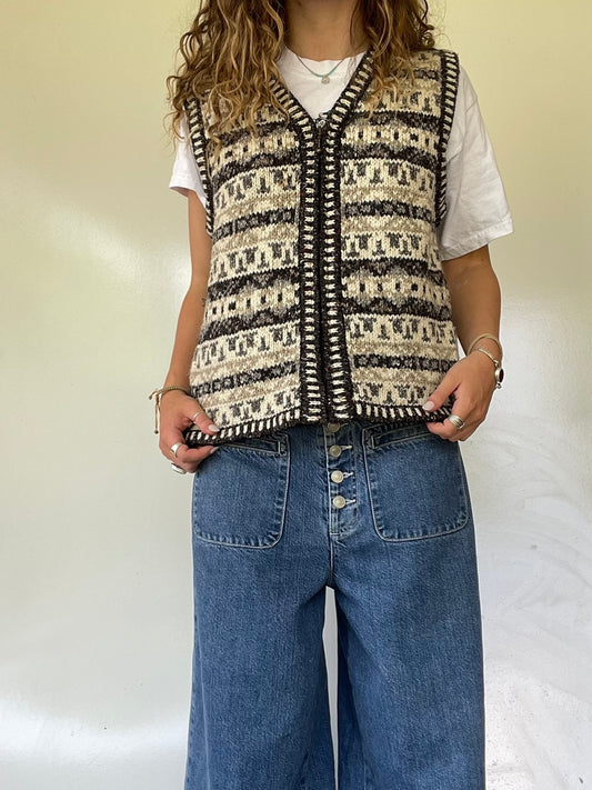 90s Vintage Patterned Sweater Vest