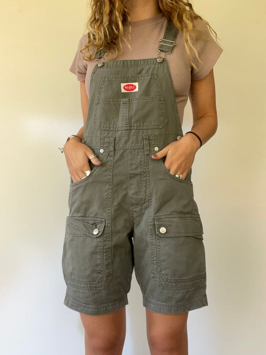 90s Olive Green Revolt Cargo Overalls