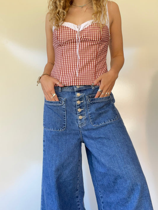 Zara Gingham Corset Style Top