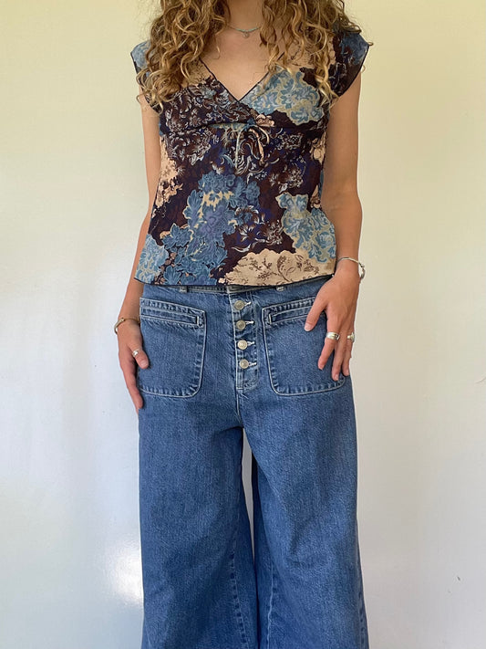 00s Wet Seal Sheer Floral Top