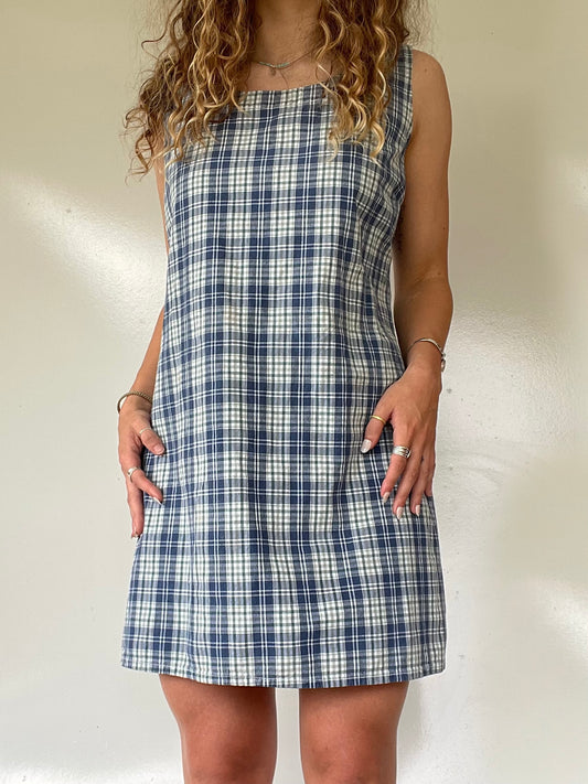 Vintage Blue and White Plaid Dress