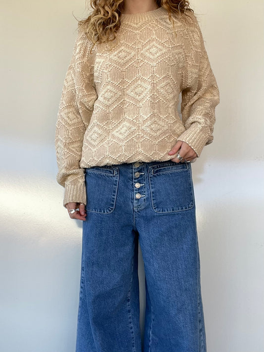 80s Vintage Cream Chunky Knit Sweater