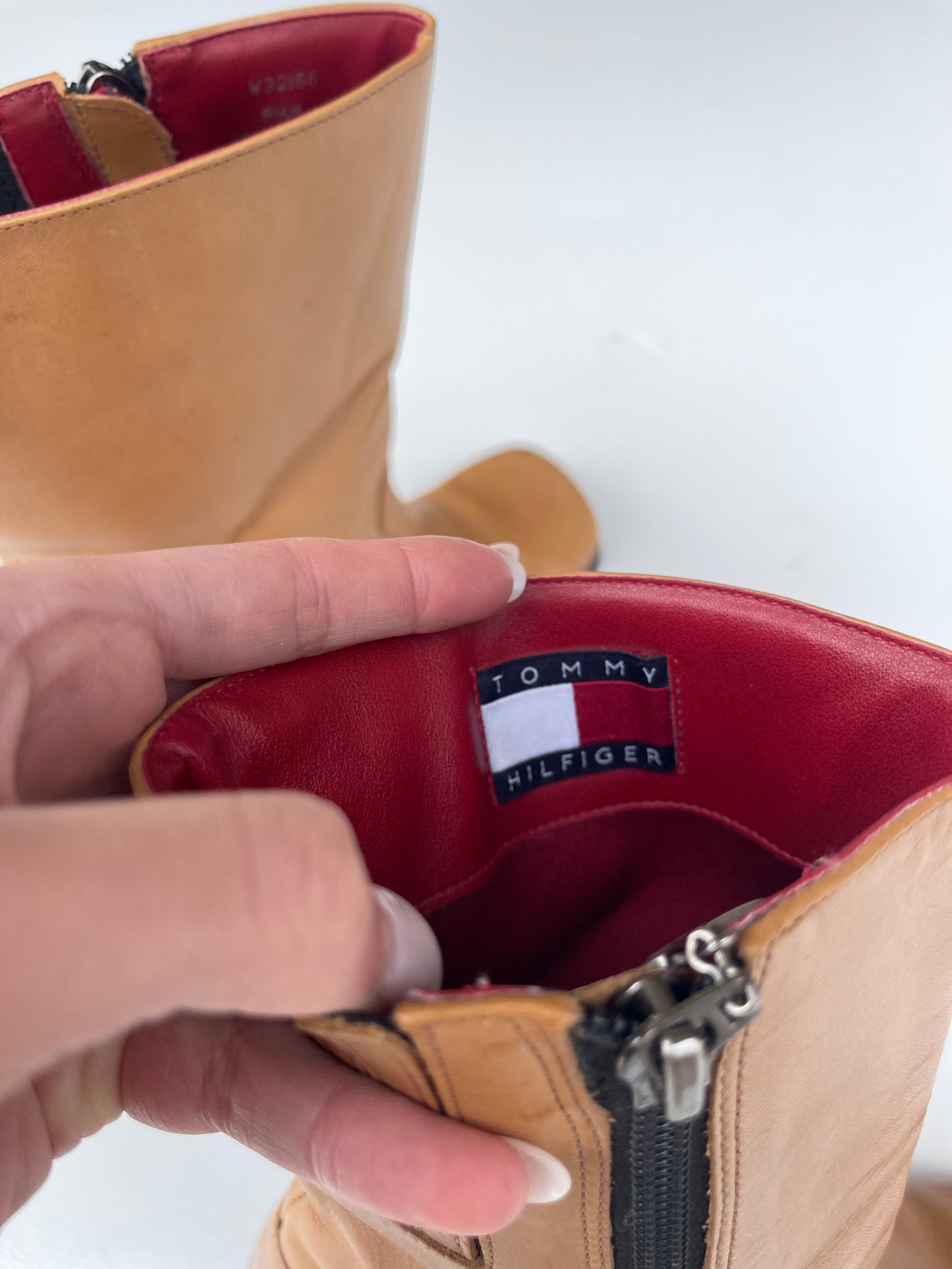 90s Leather Platform Square-Toe Tommy Hilfiger Boots