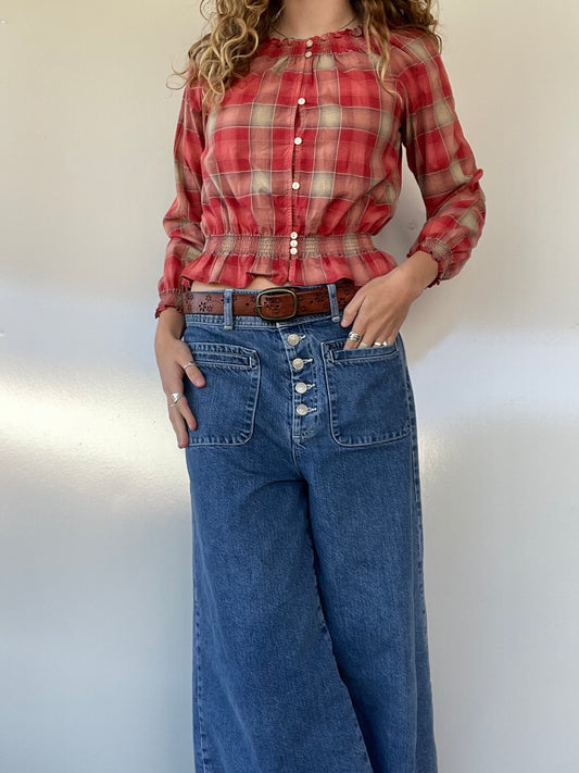 Ralph Lauren Plaid Button Up Blouse