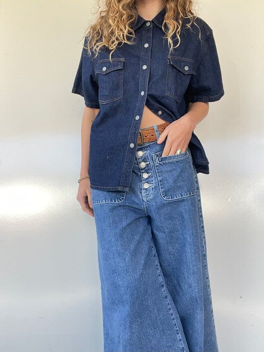 Dark Wash Denim Button Up