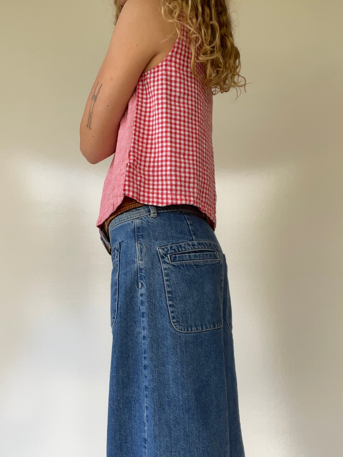 Red and White Gingham Tank Top