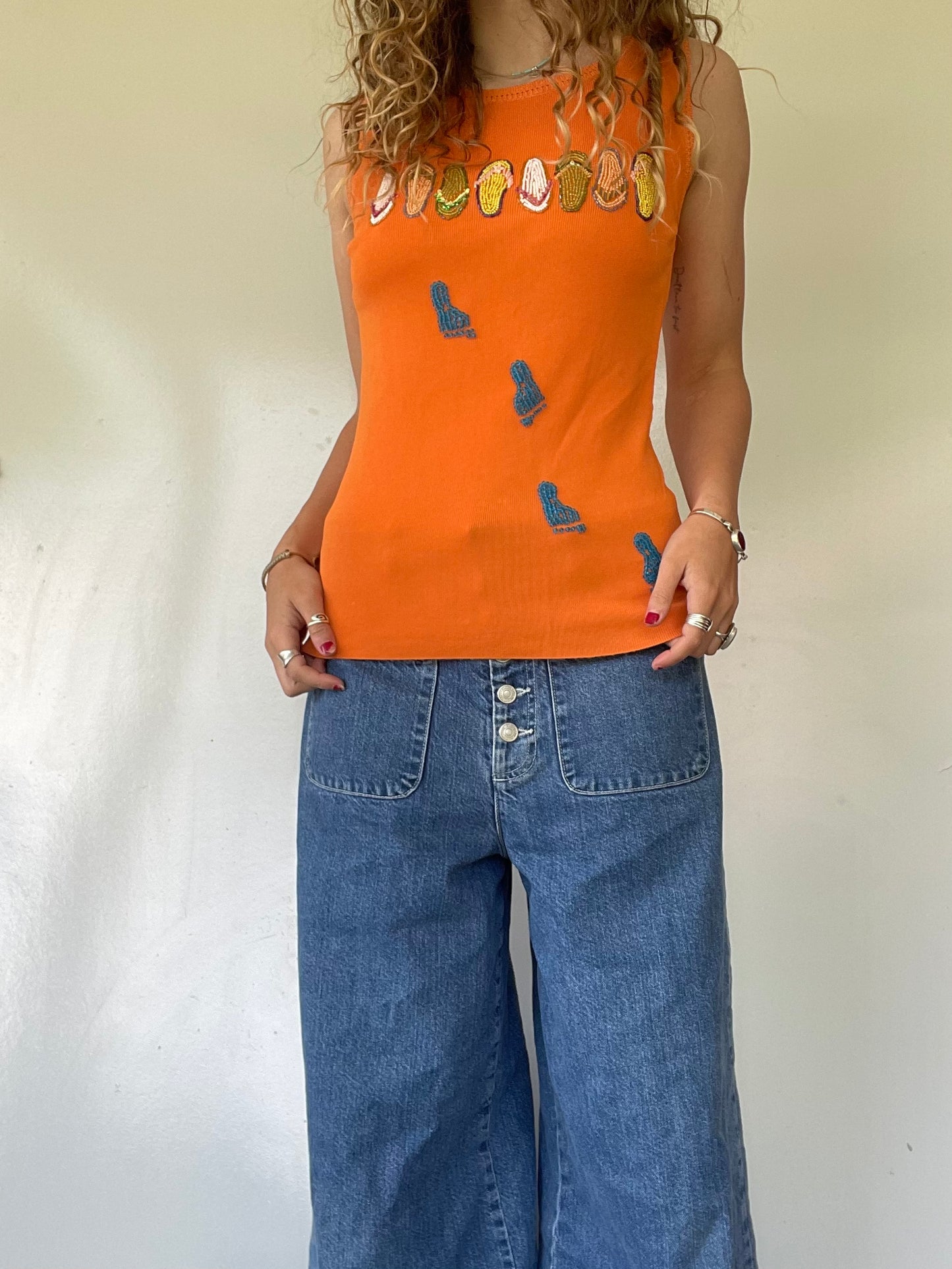 90s Beaded Flip Flop Top