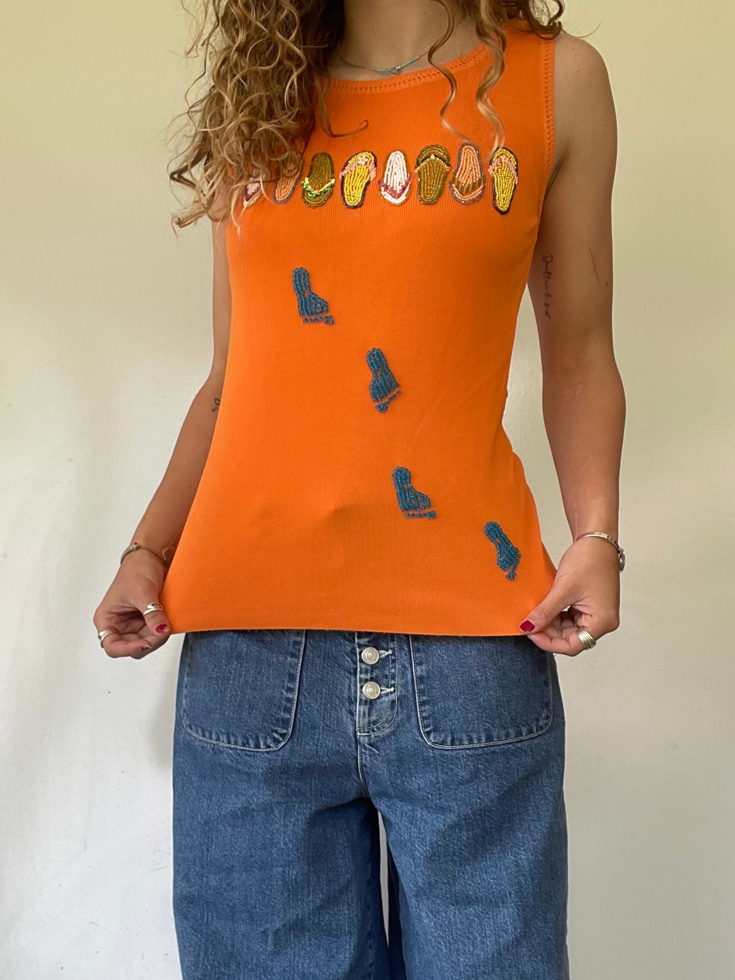 90s Beaded Flip Flop Top