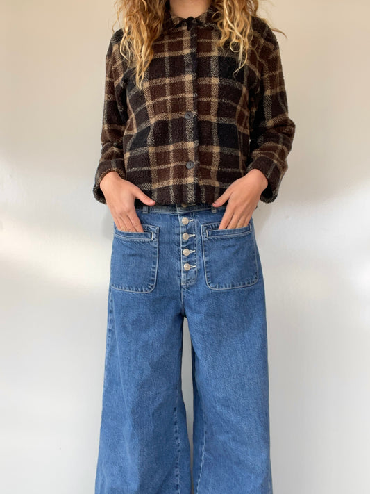 Vintage Plaid Fleece Button Up