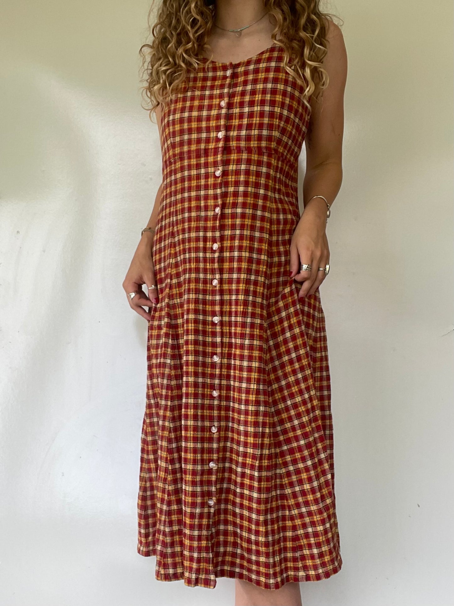 LL Bean Plaid Button Up Dress